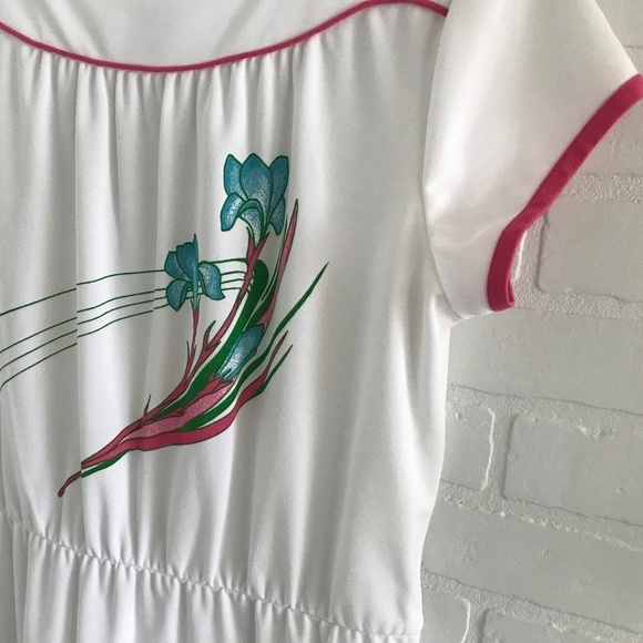 Vintage Marty Fashions Ltd 1980s White Summer Dress Stranger things Eleven L - Picture 4 of 6